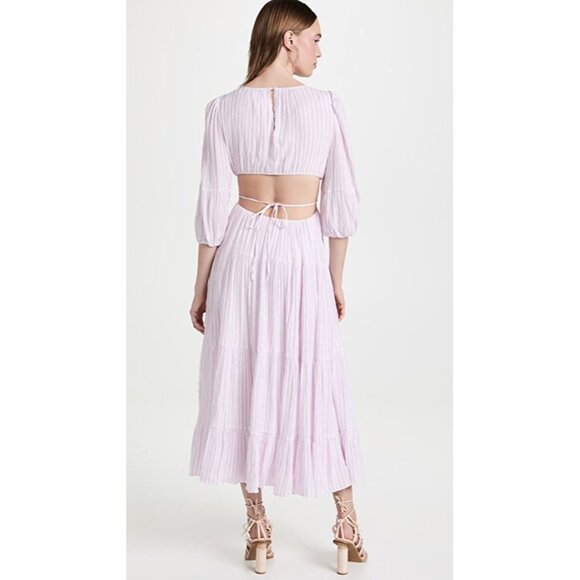 Cinq à Sept Lyle Smocked Pale Iris/Ivory Dress Size 6 - Picture 2 of 9